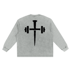 "STILLIRON" Acid Wash Frayed Oversize Long Sleeve