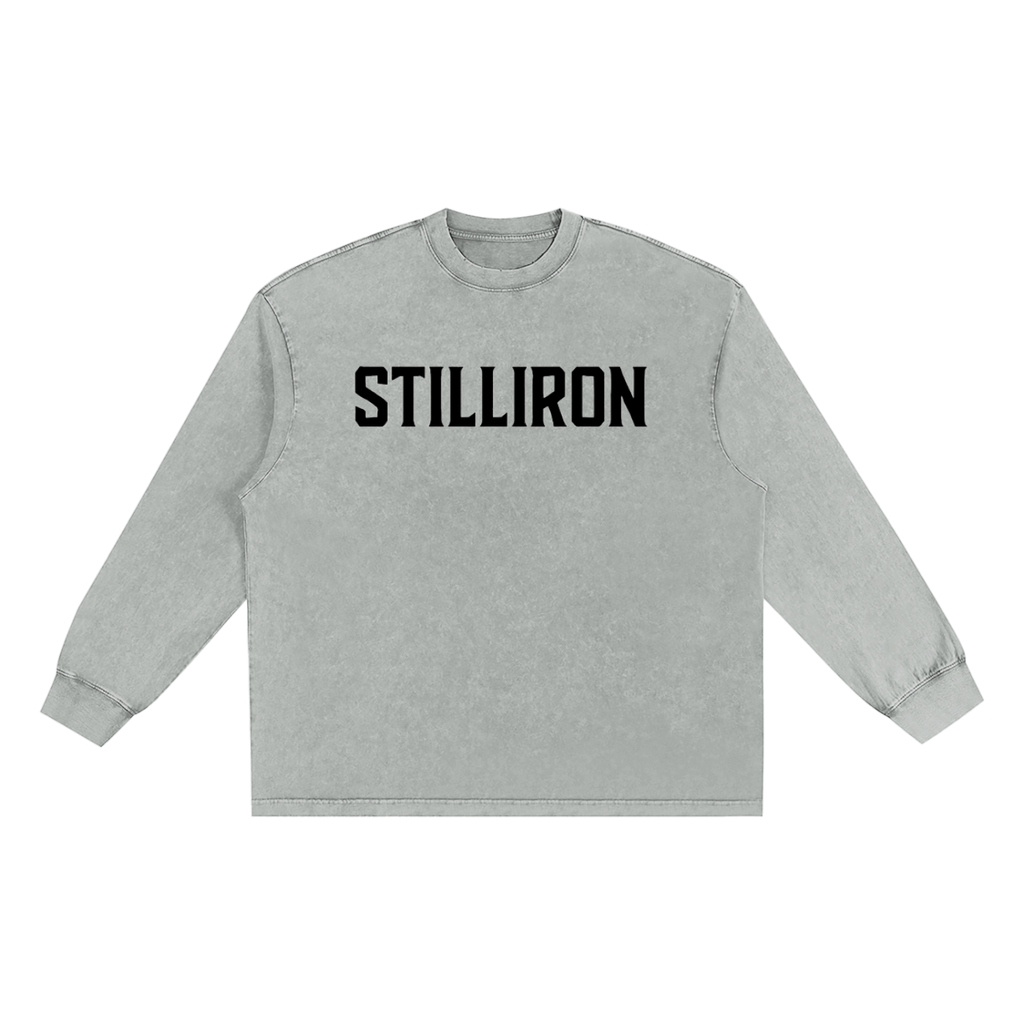 "STILLIRON" Acid Wash Frayed Oversize Long Sleeve