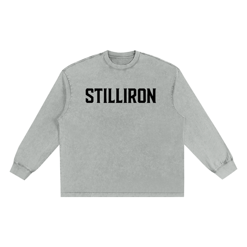 "STILLIRON" Acid Wash Frayed Oversize Long Sleeve